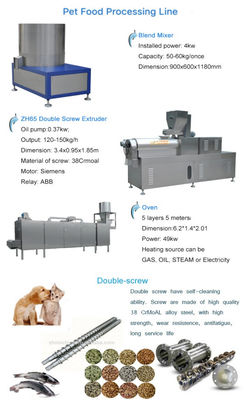 Machine de fabrication de nourriture pour animaux de compagnie industriels Snack pour chiens de chat Processage pour ligne de production de 3000 kg